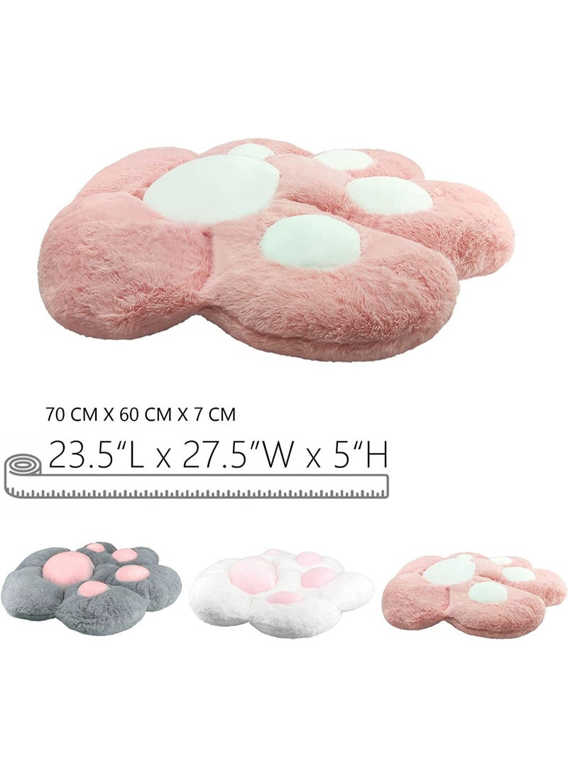 Cat Paw Cushion, Lazy Sofa Seat Cushion Plush Sofa Cushion, Floor Mat Office Chair Cushion Bear Claw Shape Comfortable and Cute Seat Cushion For Restaurant Bedroom, 70x60cm (Pink)