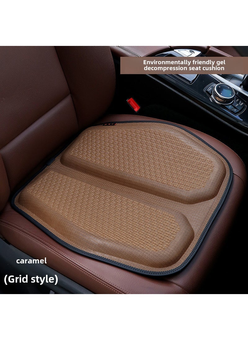 Summer Gel Honeycomb Car Seat Cushion D caramel (grid)