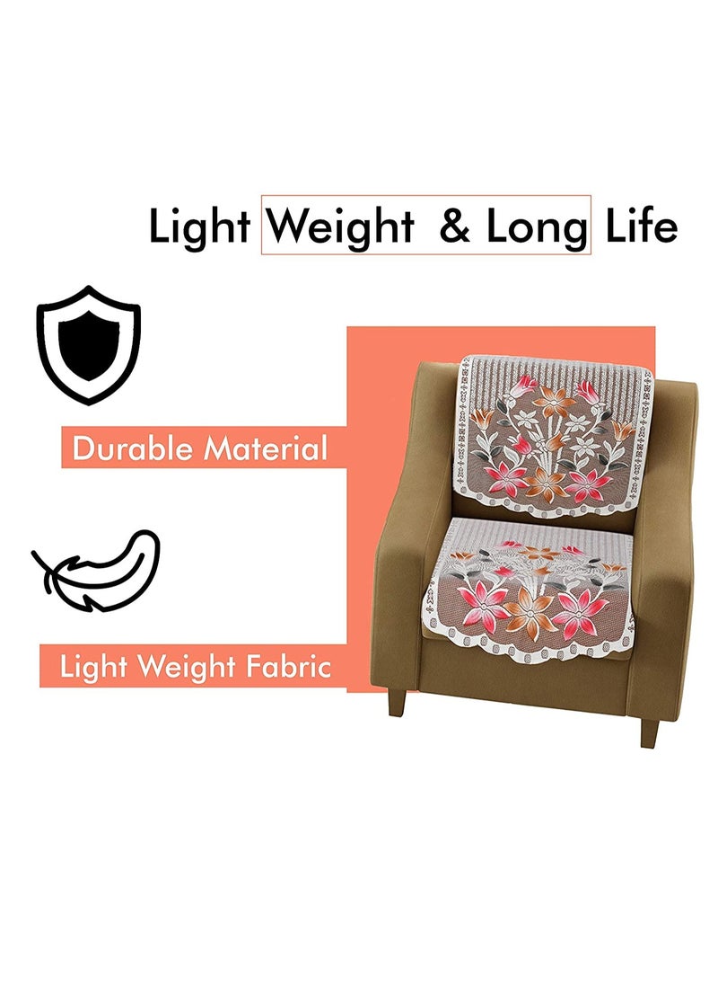Cotton Floral Printed 5 Seater Sofa Cover Set with Table Cover, (Multicolour)