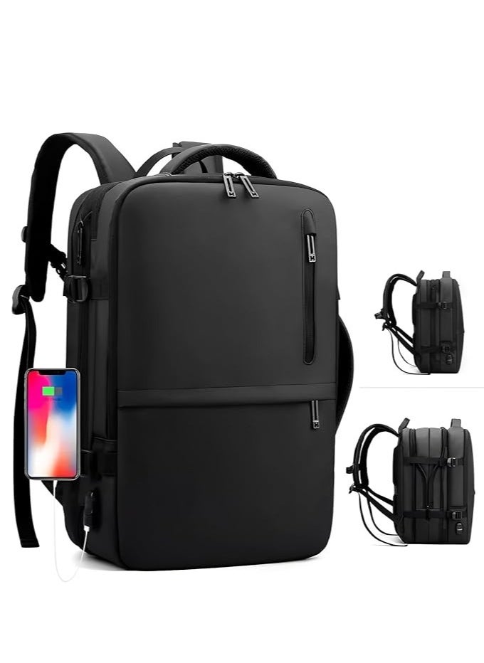 Large-Capacity Men's Laptop Backpack for Business Travel, with USB Charging Port - Expandable and Multi-Functional