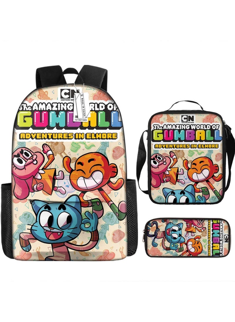 Printed backpack polyester schoolbag large-capacity cross-body bag student-ZZ-Garfield (universal standard three-piece set) - 7 - 9