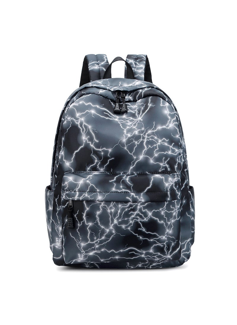 Canvas Backpack Teen Travel Print Stars Lightning Gray