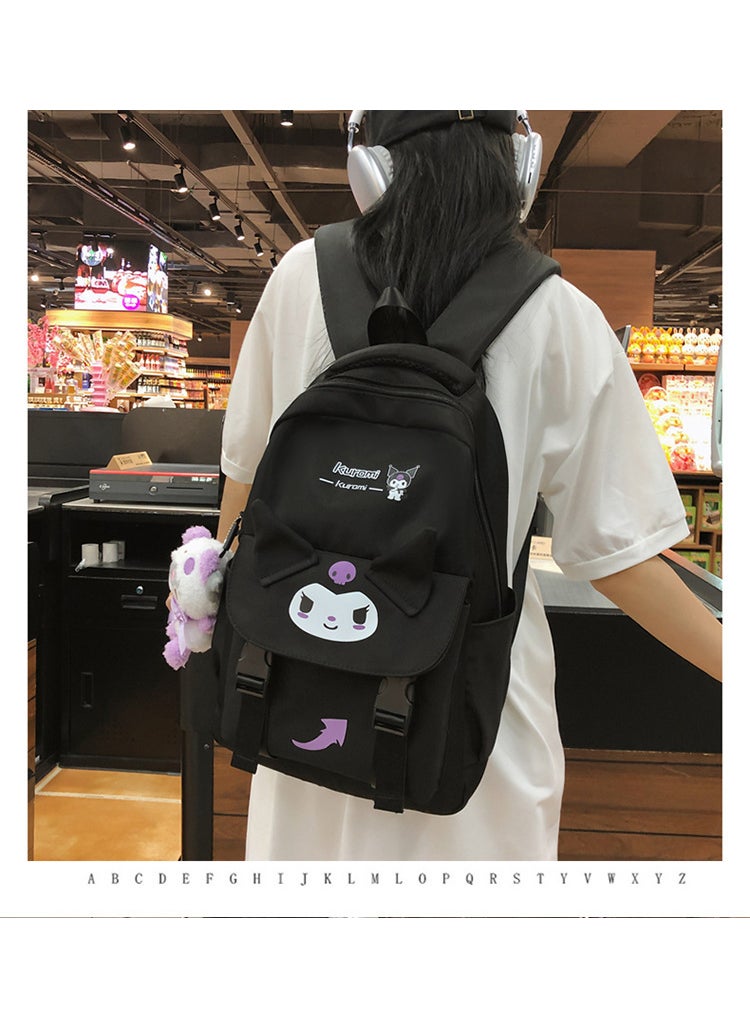 1 x 5 pcs Cute Cartoon Backpack for Girls Black without pendant