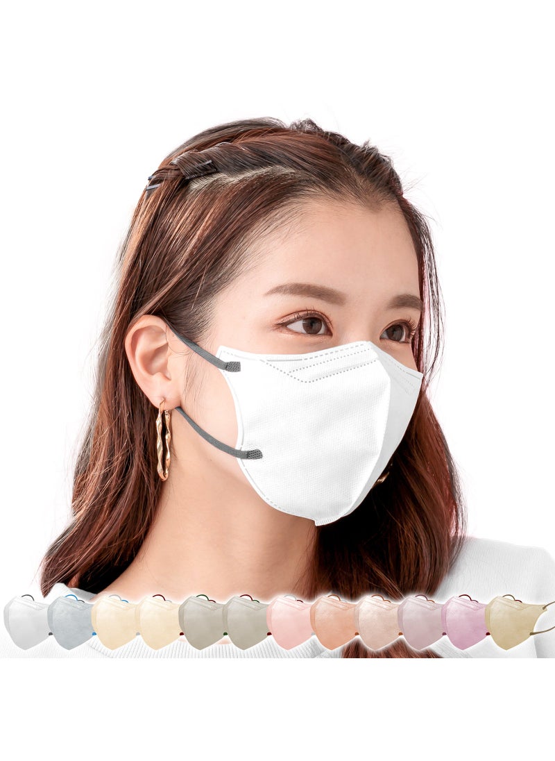 5D Contoured Fashion Masks, Warm, Breathable, Ear-friendly Ny580 white dark gray ear strap wh(10 bags)