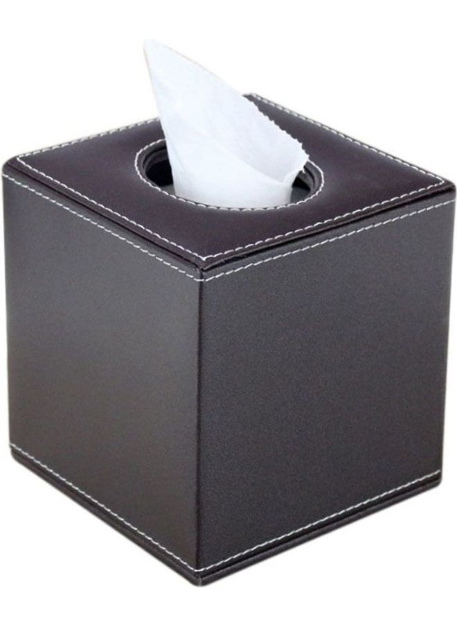 PU Leather Car Tissue Box Black 13 x 13cm