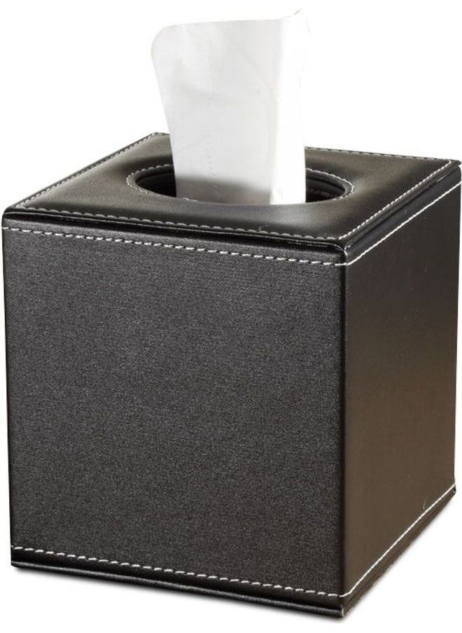 PU Leather Car Tissue Box Black 13 x 13cm