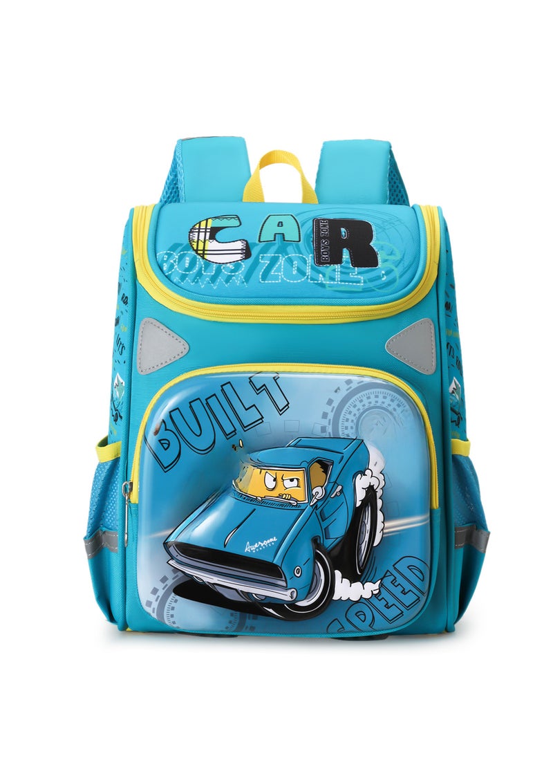 2024 Trendy Space-Themed Lightweight Preschool Backpack Green car