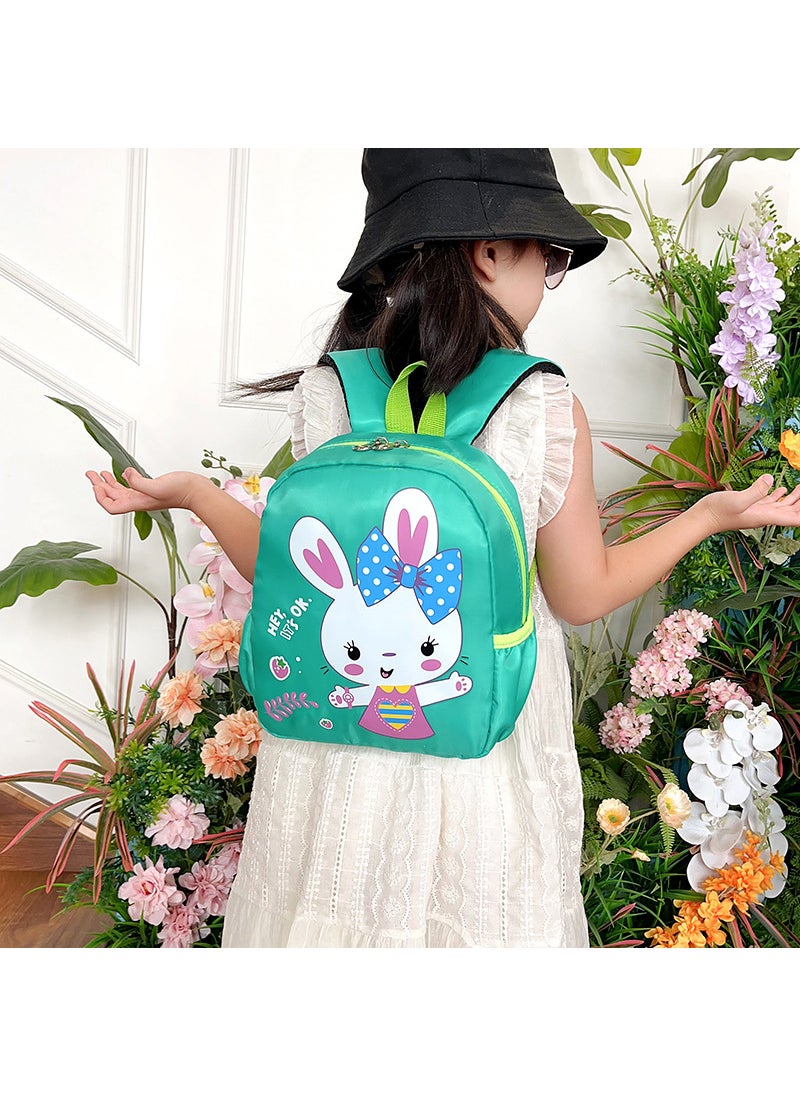 1 x 5 pcs Cute Cartoon Animal Preschool Backpack for Ages 1-6 Green bunny