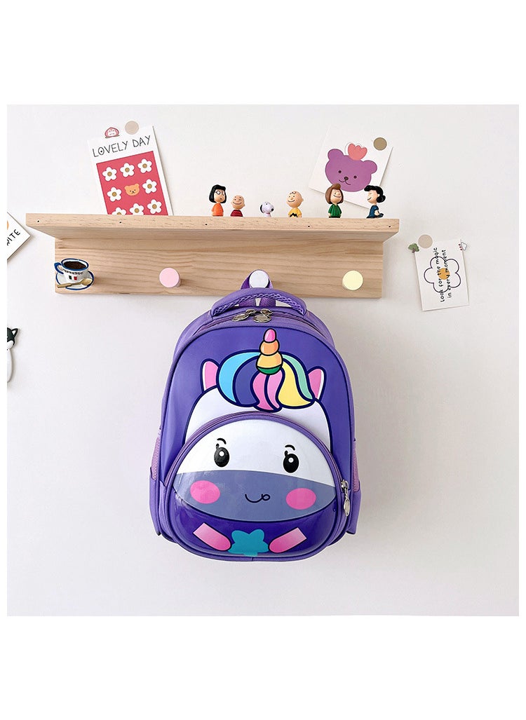 1 x 5 pcs 2024 New Unicorn Kids Backpack for Ages 1-6 Purple