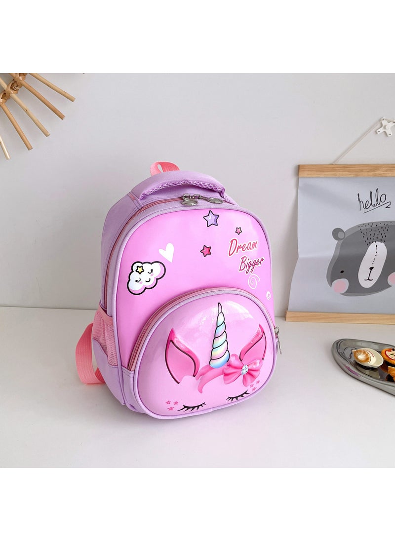 1 x 5 pcs 2024 New Unicorn Kids Backpack for Ages 1-6 Light Purple Unicorn