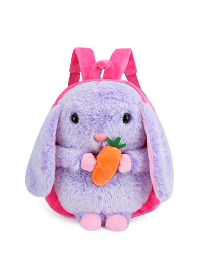 1 x 5 pcs Plush Cartoon Backpack for Kids 1-3 Years Rose red turnip rabbit