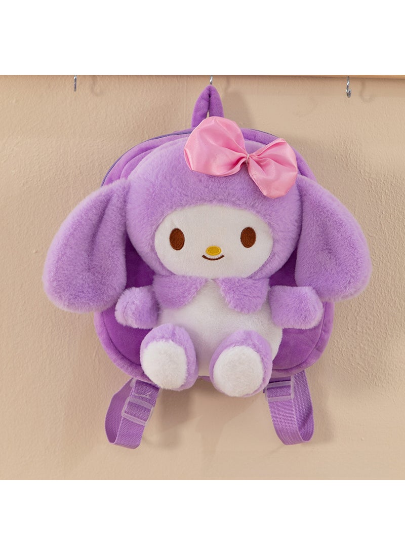 1 x 5 pcs Plush Cartoon Backpack for Kids 1-3 Years Purple melody