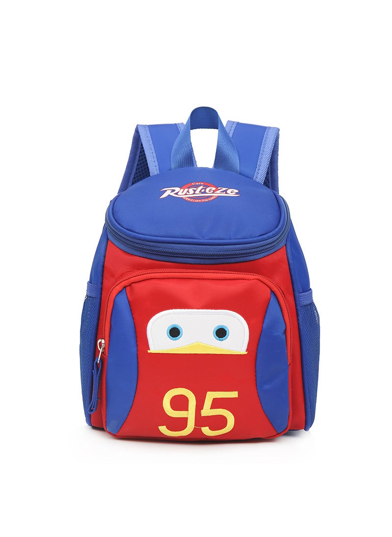 1 x 5 pcs 2023 Kids Cartoon Backpack for Snacks Royal blue car