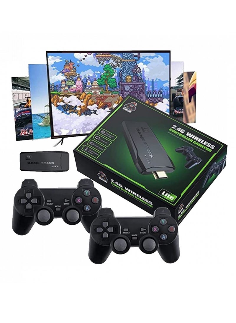 Wireless Retro Game Console Plug And Play Video Game Stick Built In 10000+ Games, 9 Classic Emulators 4K High Definition HDMI Output For Tv With Dual 2.4G Wireless Controllers With 64GB Memory Card