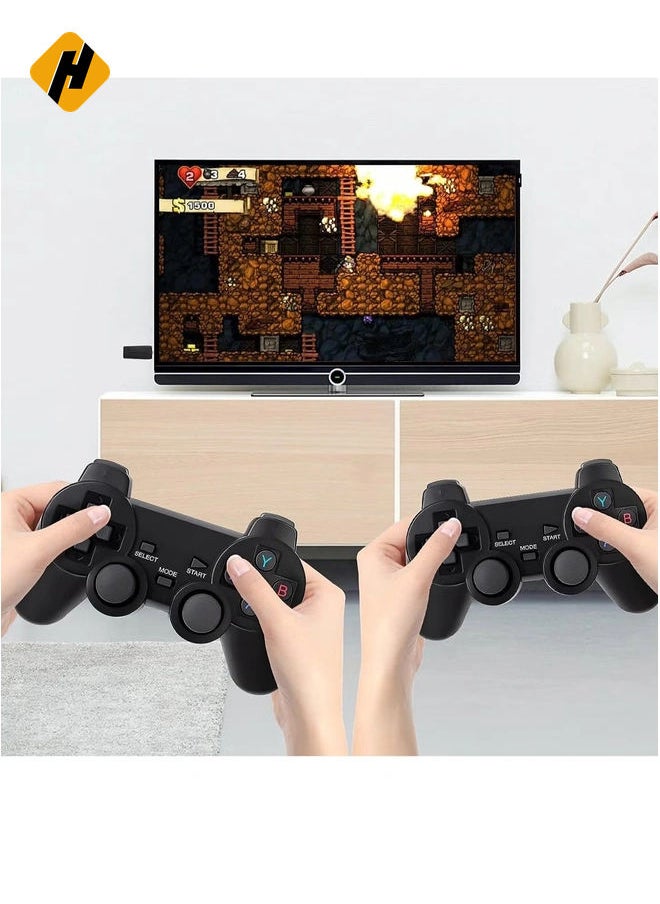 4K game console with dual 2.4G wireless controllers, plug-and-play video game stick, built-in 3,500 games, 9 classic emulators, high-definition HDMI output for TV