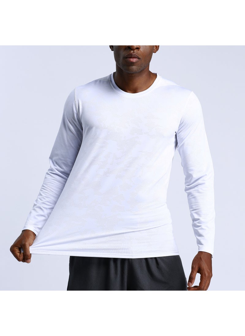 Mens Quick Dry Winter Long Sleeve Sports Tee White