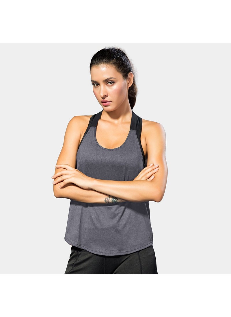 Womens Sports Tank Top Quick-Dry Yoga Running Vest Grey