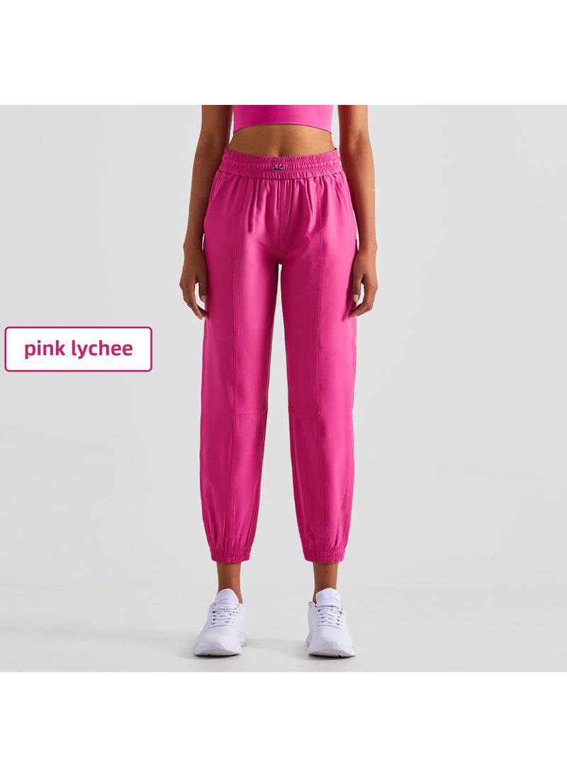 Womens Drawstring Quick-Dry Harem Pants for Running and Fitness pink lychee