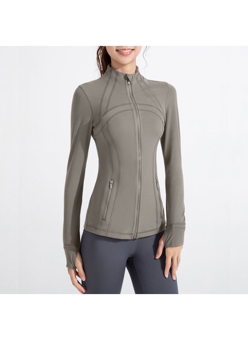 Athena Lulu Yoga Jacket Long Sleeve Zip-Up carbon dust