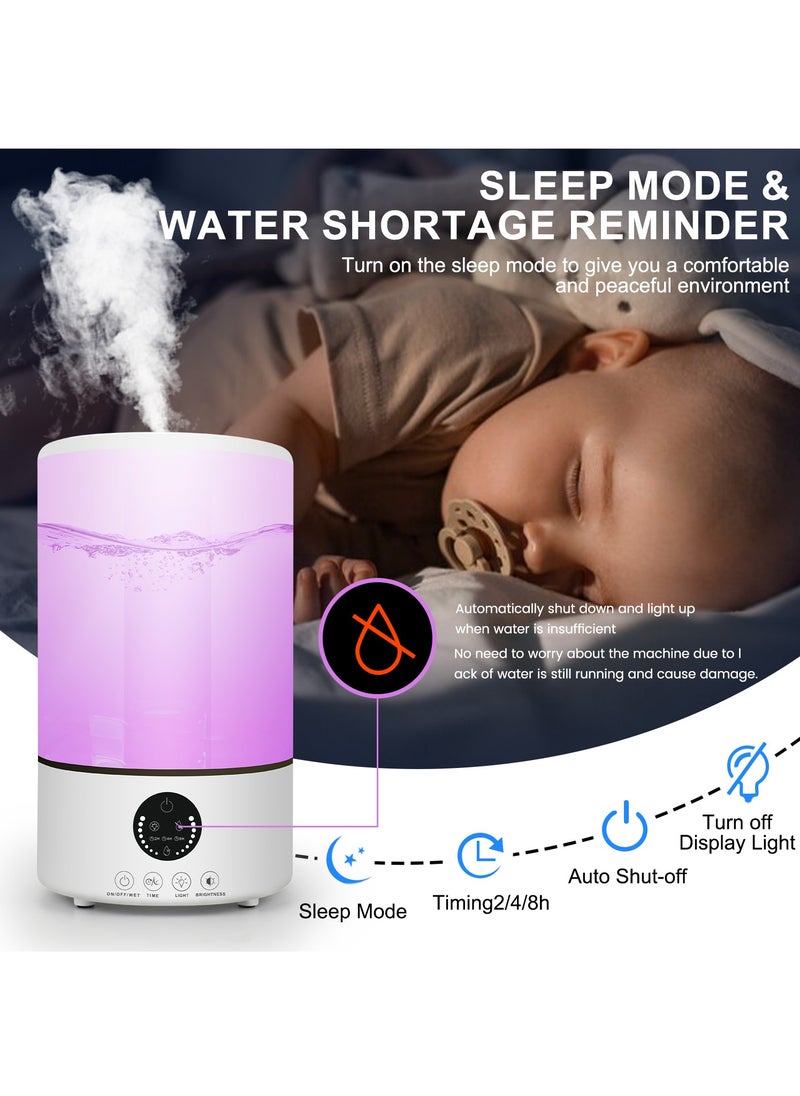 3L Humidifier,Cool Mist Humidifier,Auto Shut Off,7 Color Night Light for Large Room Home,Auto Shut Off,For Bedroom Living Room Nursery