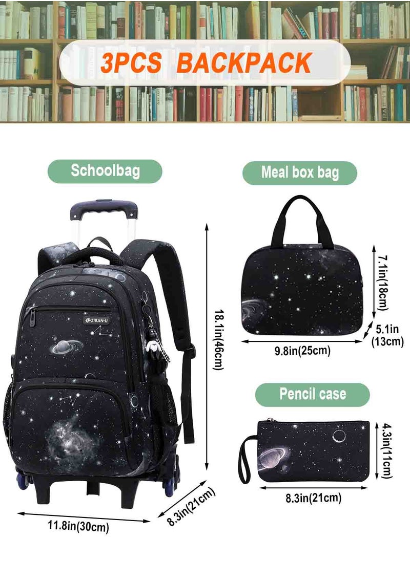 3Pcs Set Children Trolley School Bags Large Capacity Girls Bookbag Boys Rolling Backpack Travel Wheeled Kids' Luggage Bag