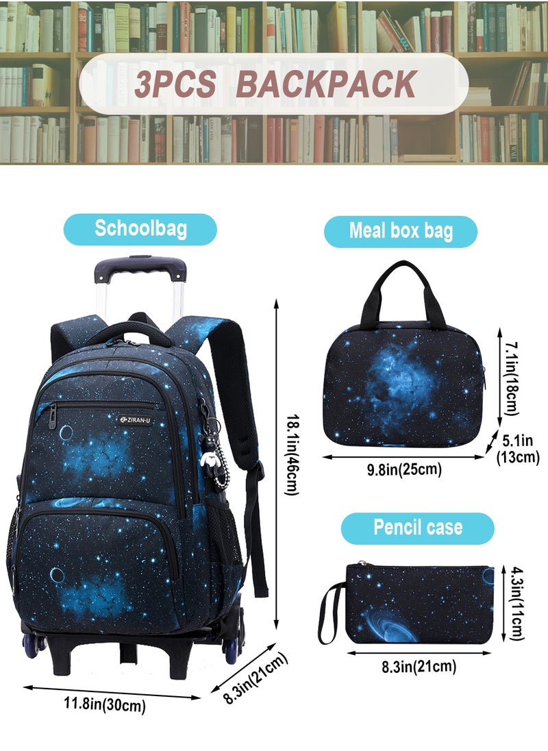 3Pcs Set Children Trolley School Bags Large Capacity Girls Bookbag Boys Rolling Backpack Travel Wheeled Kids' Luggage Bag