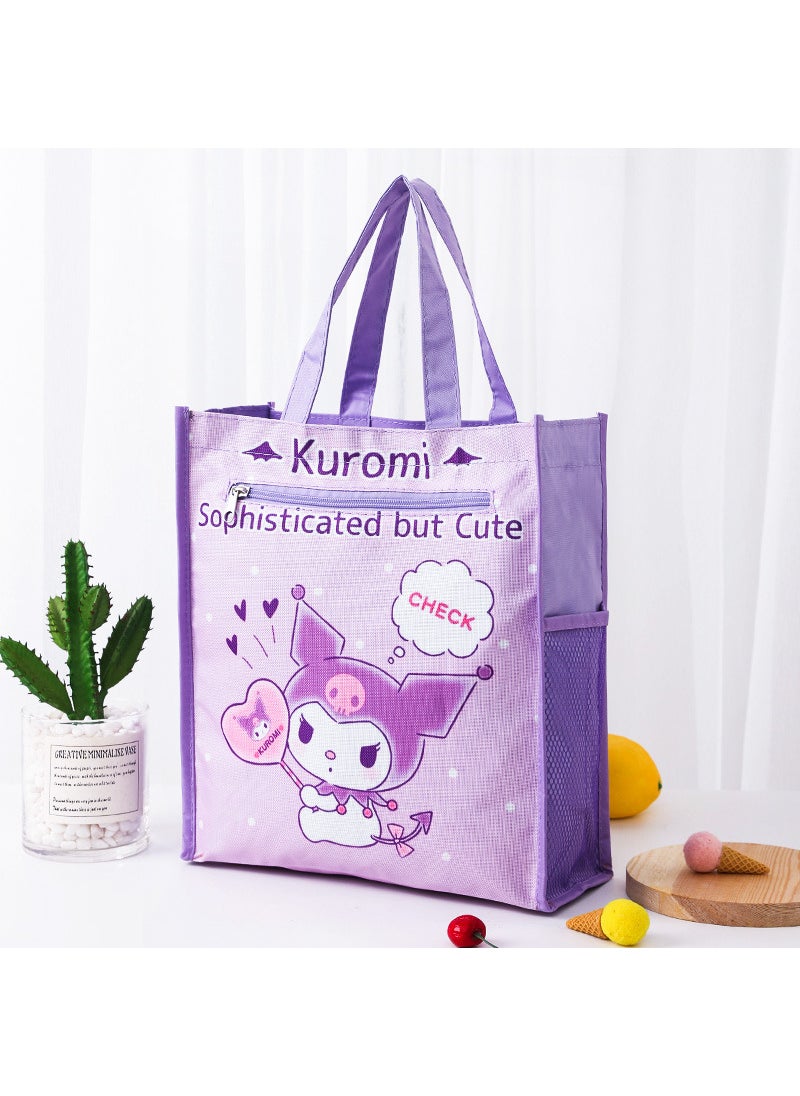 1 x 5 pcs Dual Layer A4 Art Case Cute Cartoon Student Carry Bag Waterproof No. 12 kulomi (inner layer with inner lining)