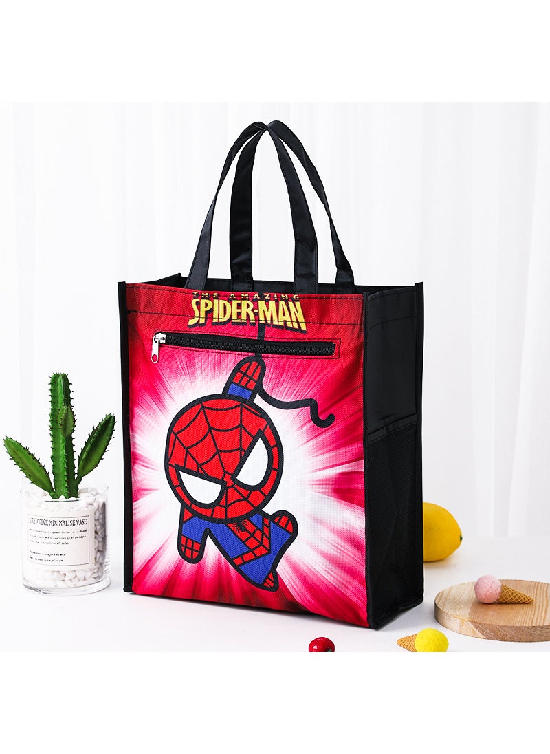 1 x 5 pcs Dual Layer A4 Art Case Cute Cartoon Student Carry Bag Waterproof No.21 MengMeng Spider-Man (inner layer with lining)