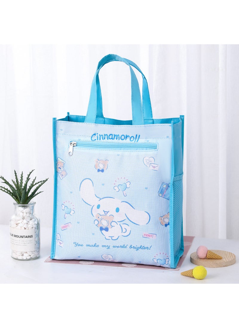 1 x 5 pcs Dual Layer A4 Art Case Cute Cartoon Student Carry Bag Waterproof No. 26 big-eared dog b picture (lining on the inner layer)