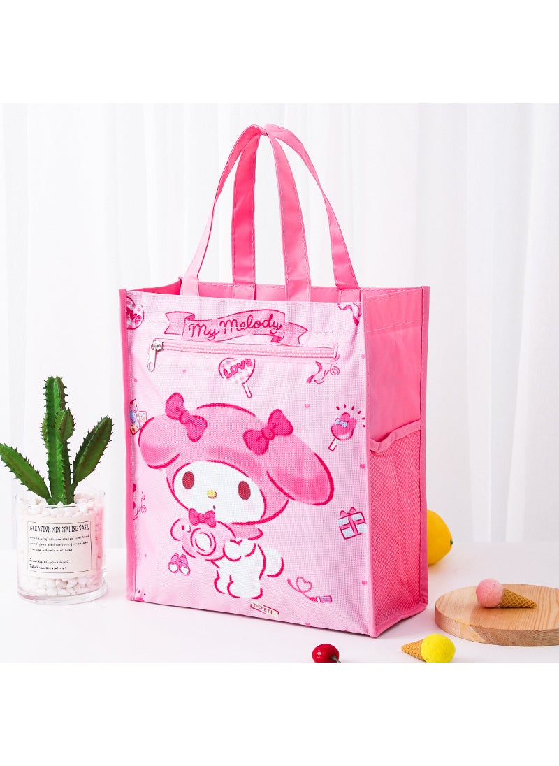 1 x 5 pcs Dual Layer A4 Art Case Cute Cartoon Student Carry Bag Waterproof No.4 side melody (inner layer with lining)