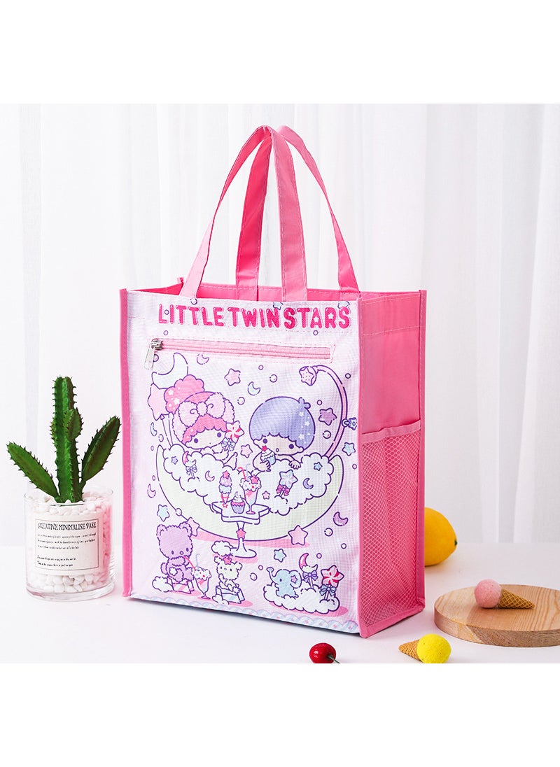 1 x 5 pcs Dual Layer A4 Art Case Cute Cartoon Student Carry Bag Waterproof Gemini 5 (inner lining)