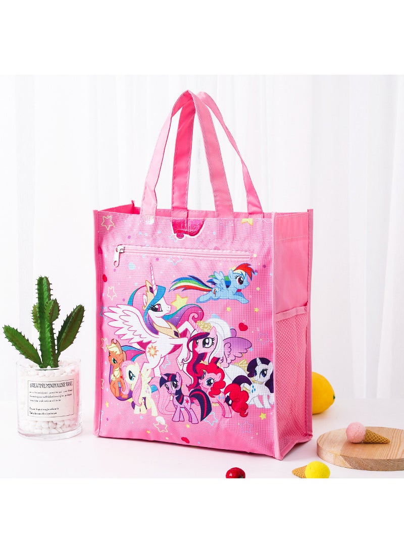 1 x 5 pcs Dual Layer A4 Art Case Cute Cartoon Student Carry Bag Waterproof Pony No.9 (inner lining)