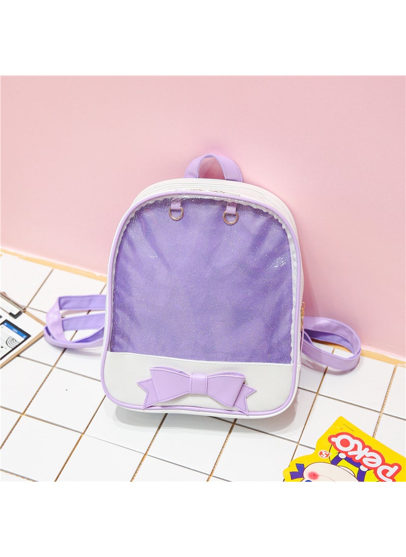 1 x 5 pcs 2024 Korean Style Fashion Butterfly Bow Womens Backpack Purple