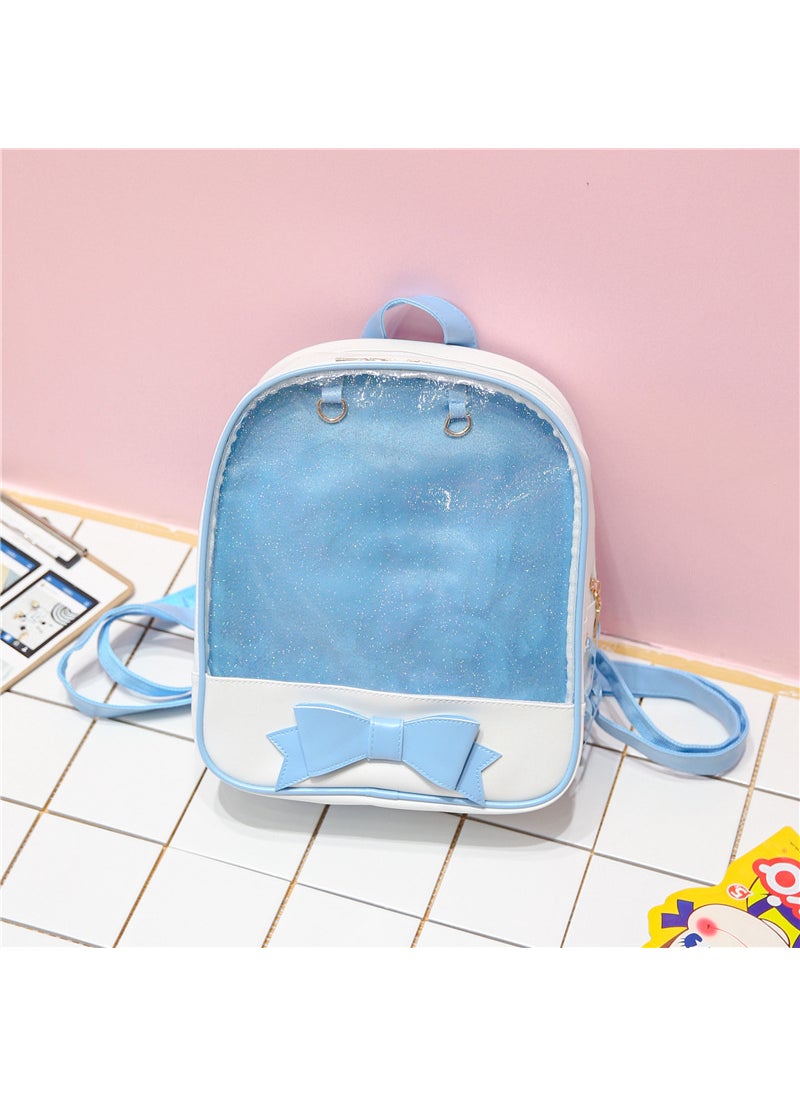 1 x 5 pcs 2024 Korean Style Fashion Butterfly Bow Womens Backpack Blue