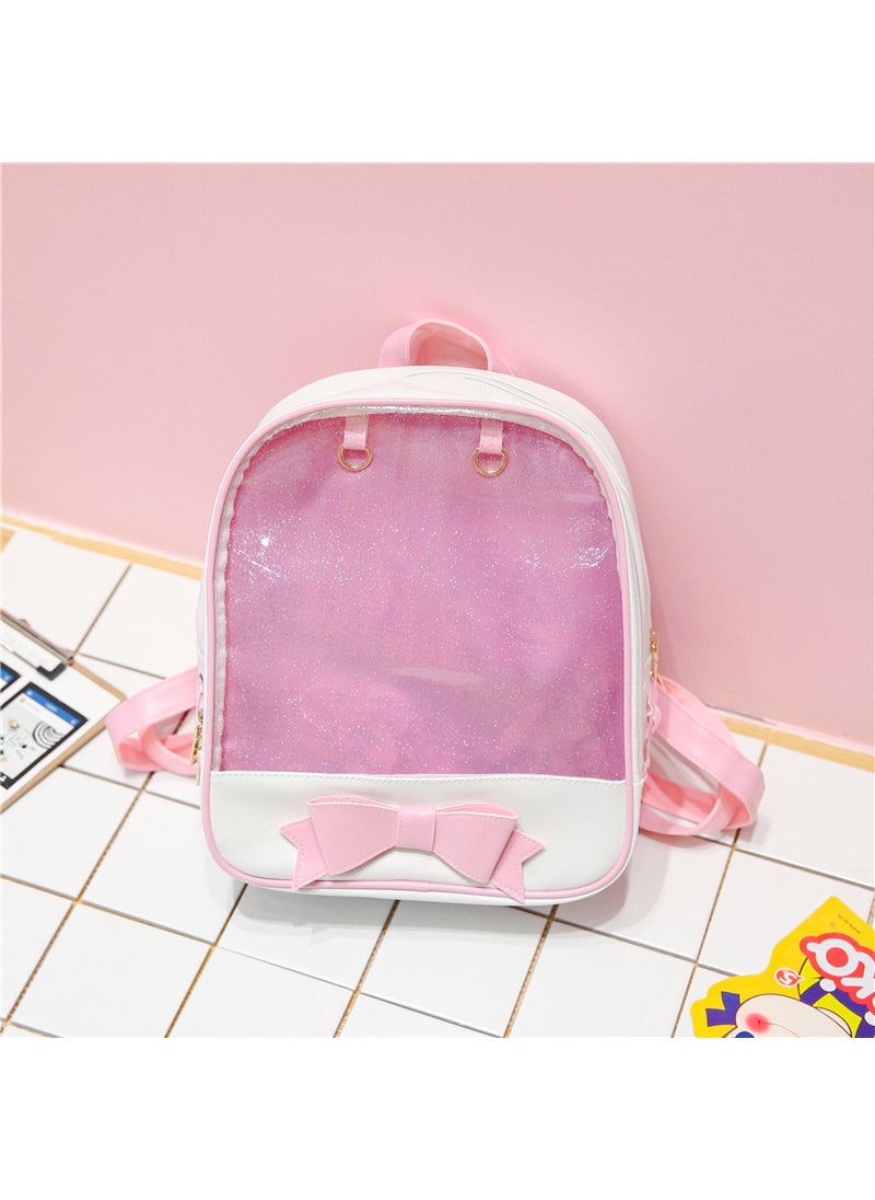 1 x 5 pcs 2024 Korean Style Fashion Butterfly Bow Womens Backpack Pink