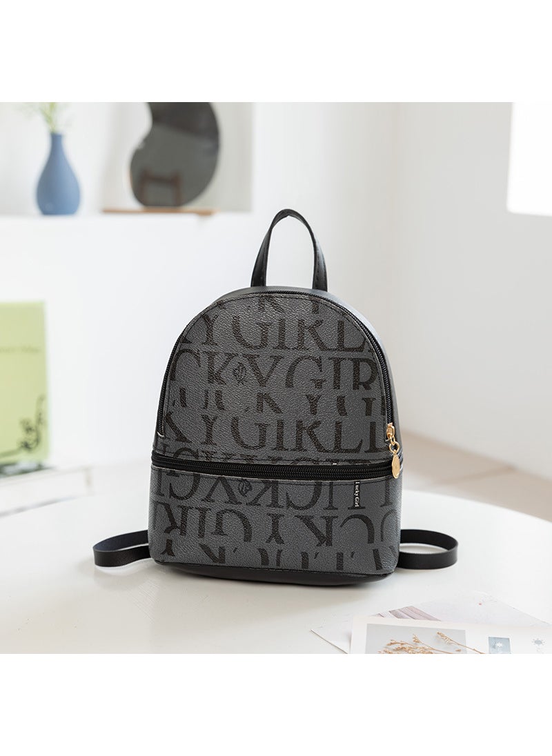 2023 Trendy Letter Print Womens Backpack Black