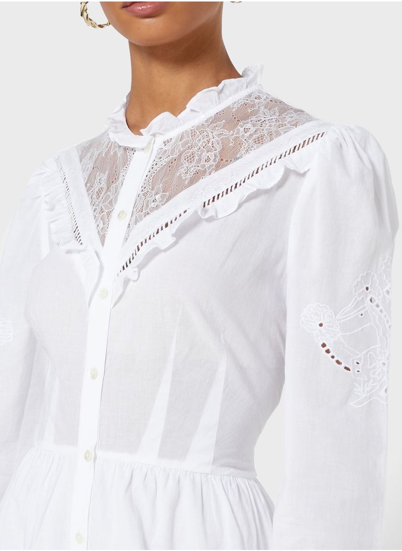 Adeona Button Down Lace Dress