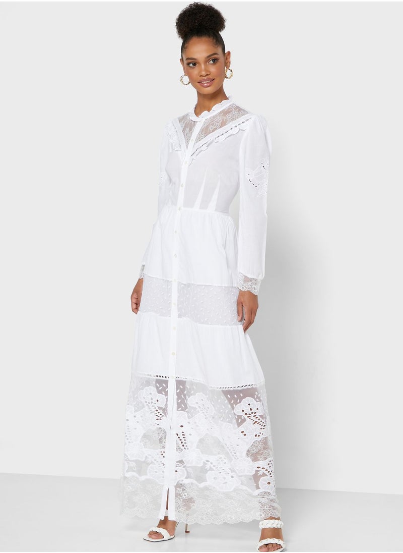 Adeona Button Down Lace Dress