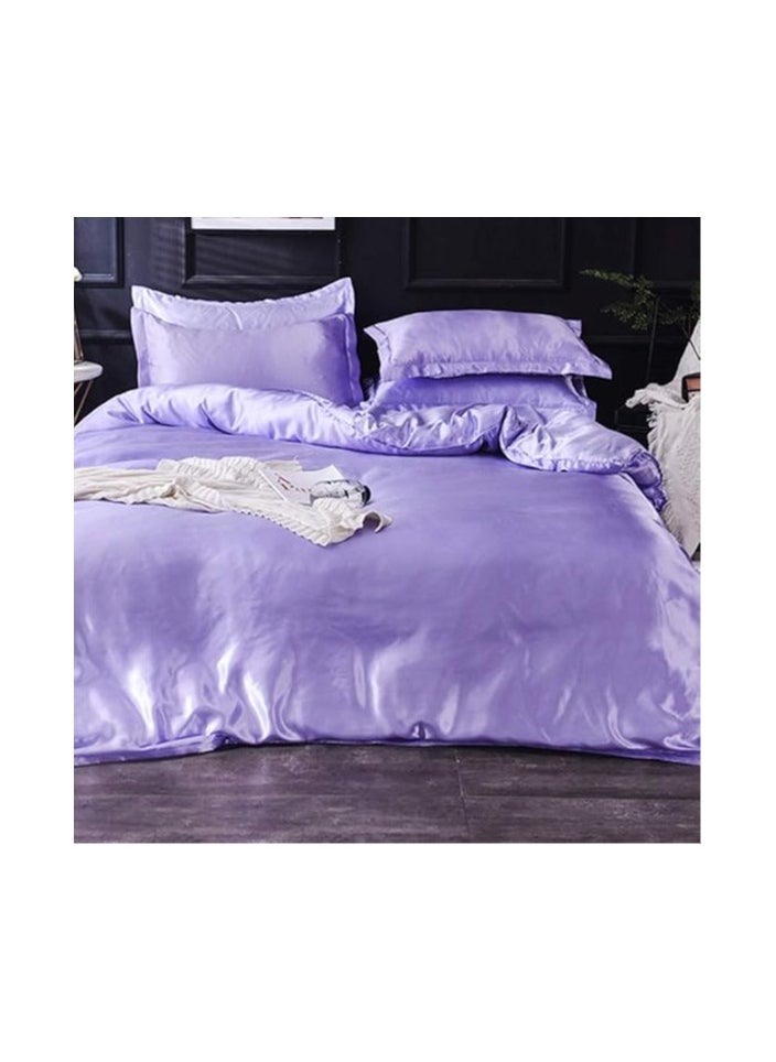 Generic Silk Flat Queen Bedsheet Set, Violet, 180 x 230 cm, VG-3BS-SILK-V