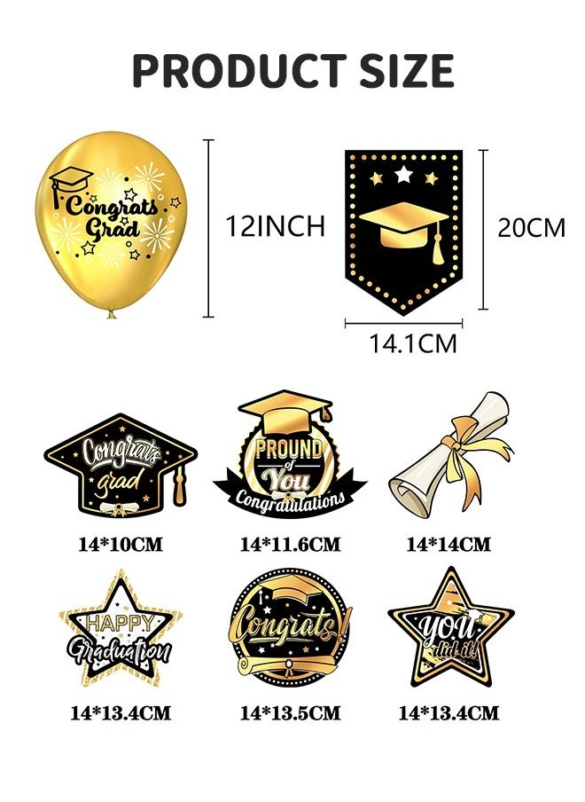 45 PCs  Graduation Party Decorations Graduation Party Decorations Kit Graduation Decorations Class of 2024 Set with Congrats Grad Banner, Graduation Balloons, Cake Decorations Party Supplies