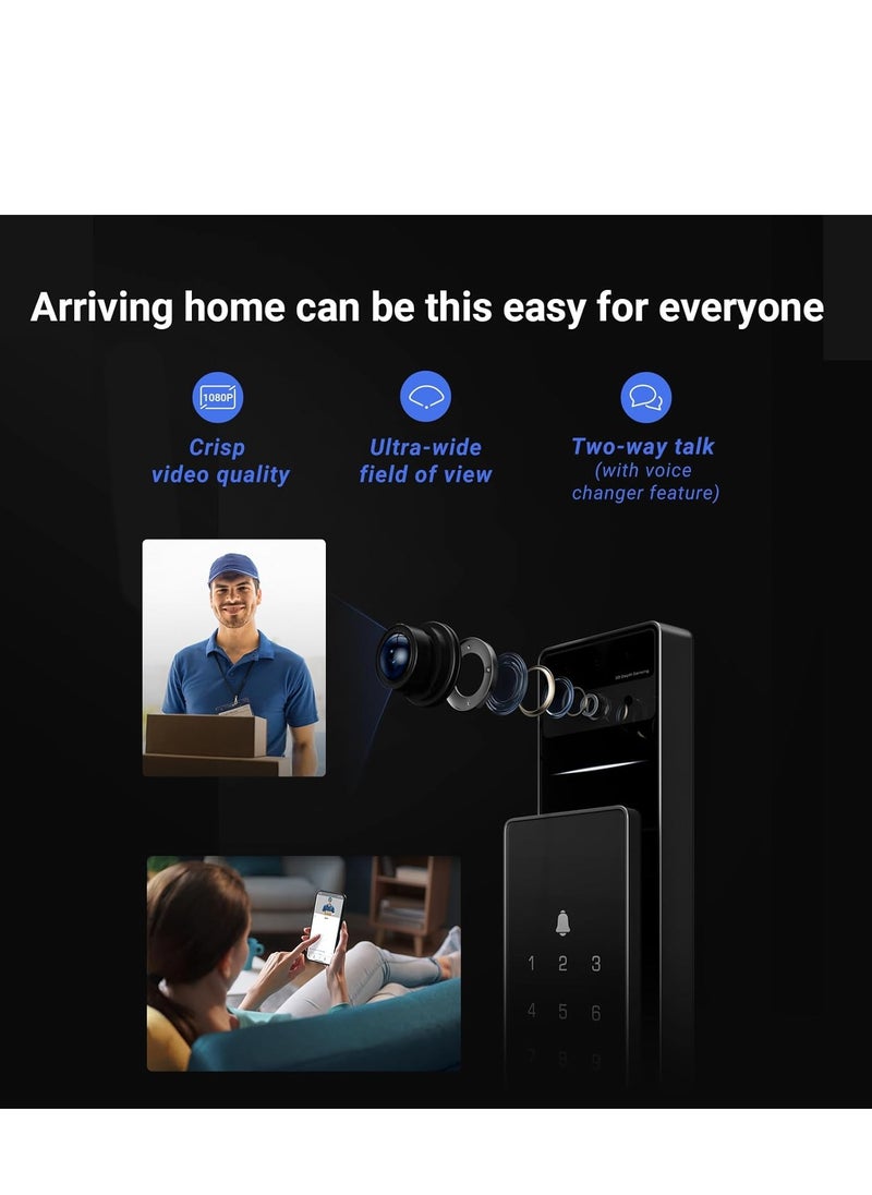 EZVIZ Smart Lock DL50FVS, 8-in-1 Keyless Entry Door Lock, 3D Face Recognition Door Lock, Built-in 8GB storage, 2-meter Night Vision, Active Intercom