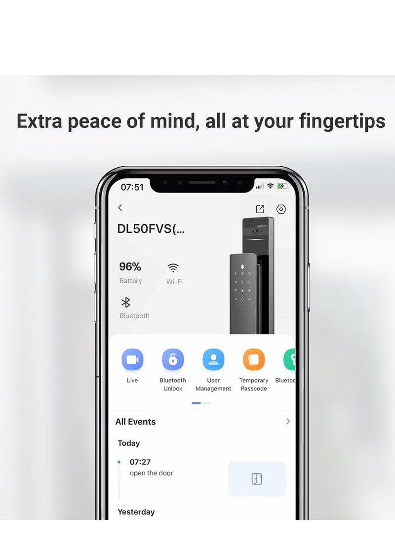 EZVIZ Smart Lock DL50FVS, 8-in-1 Keyless Entry Door Lock, 3D Face Recognition Door Lock, Built-in 8GB storage, 2-meter Night Vision, Active Intercom