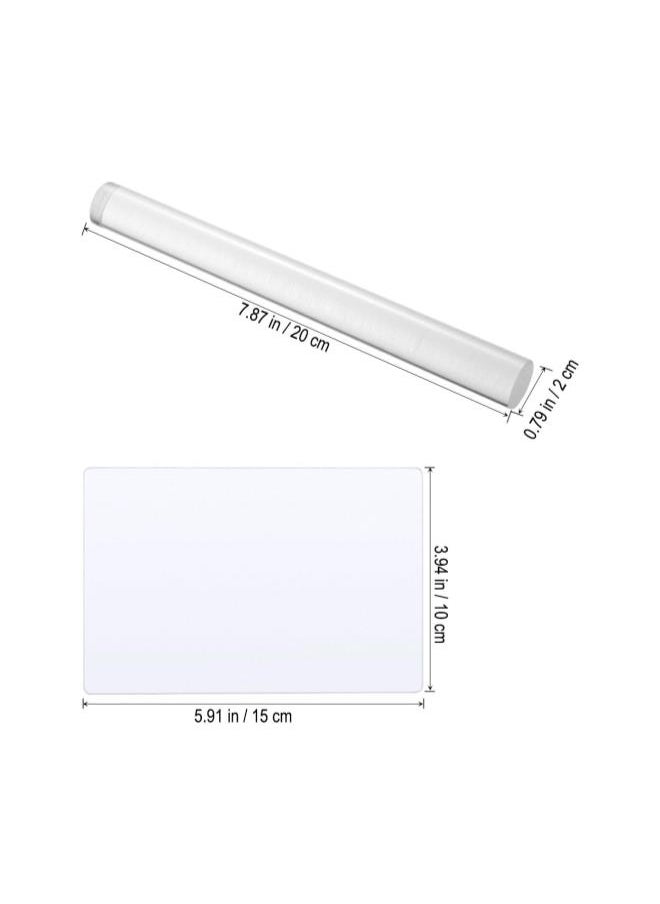 Acrylic Clay Roller with Acrylic Sheet Backing Board for Shaping and Sculpting 2pcs