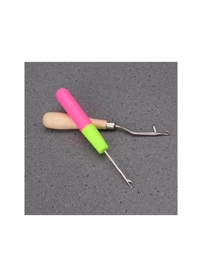 2pcs Wooden Bent Latch Hook Tool and Plastic Latch Hook Crochet Needle