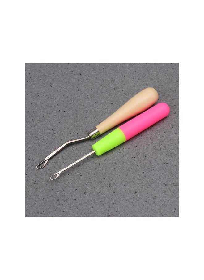 2pcs Wooden Bent Latch Hook Tool and Plastic Latch Hook Crochet Needle