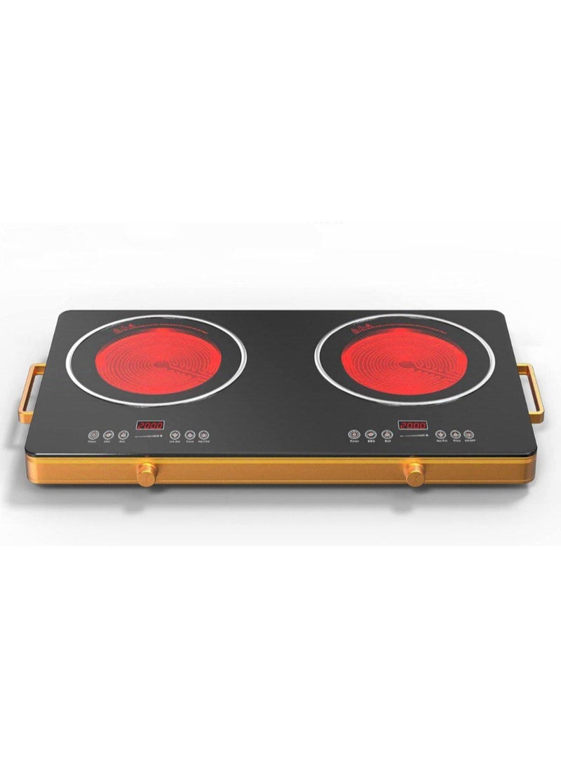 Double Infrared Cooker 3500W with Digital LED Display High Power Dual Burner Cooktop, Portable Electric Stove for Fast and Efficient Cooking with 4 Hour Timer Facility