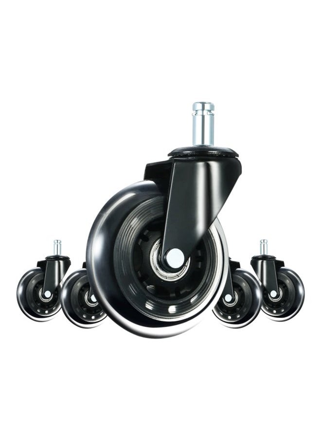 5-Piece Universal Swivel Caster Wheel Set Black 11x22mm