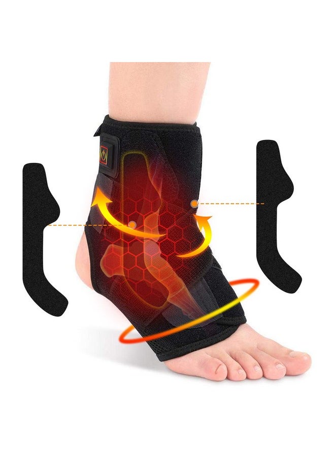 Heated Ankle Brace For Men And Women, Heat Therapy Ankle Support Compression Wrap For Injury Joint Recovery, Ankle Sprain Swelling, Arthritis, Tendinitis, Strain, Fatigue, Fit Left/Right Foot