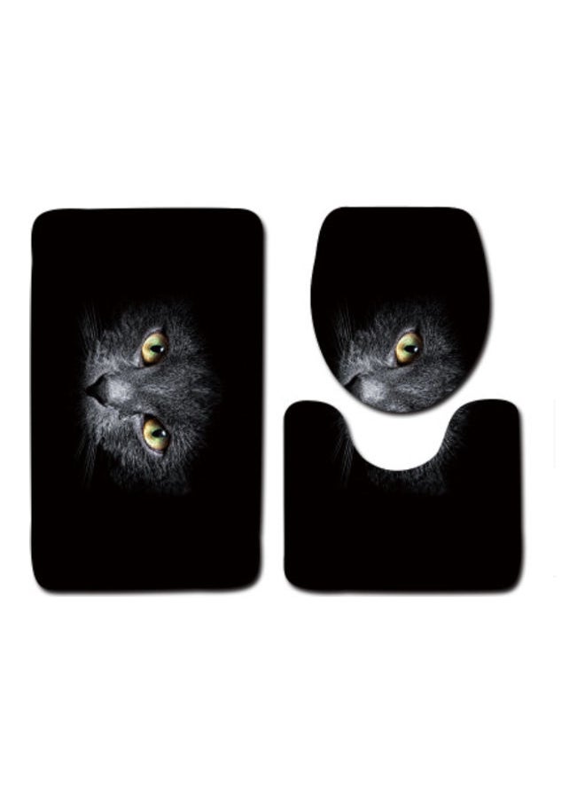 3-Piece Bath Mat Accessory Set black 75x45cm