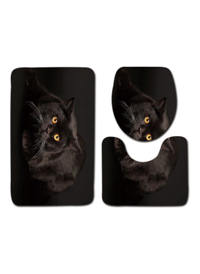 3-Piece Bath Mat Accessory Set black 75x45cm